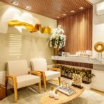 Luxurious modern lounge with elegant furniture and decor in a sophisticated design.